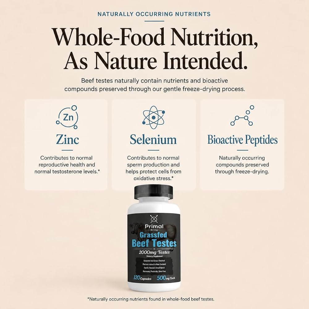 Primal Being Grassfed Beef Testes Capsules - 120 Capsules - image 6