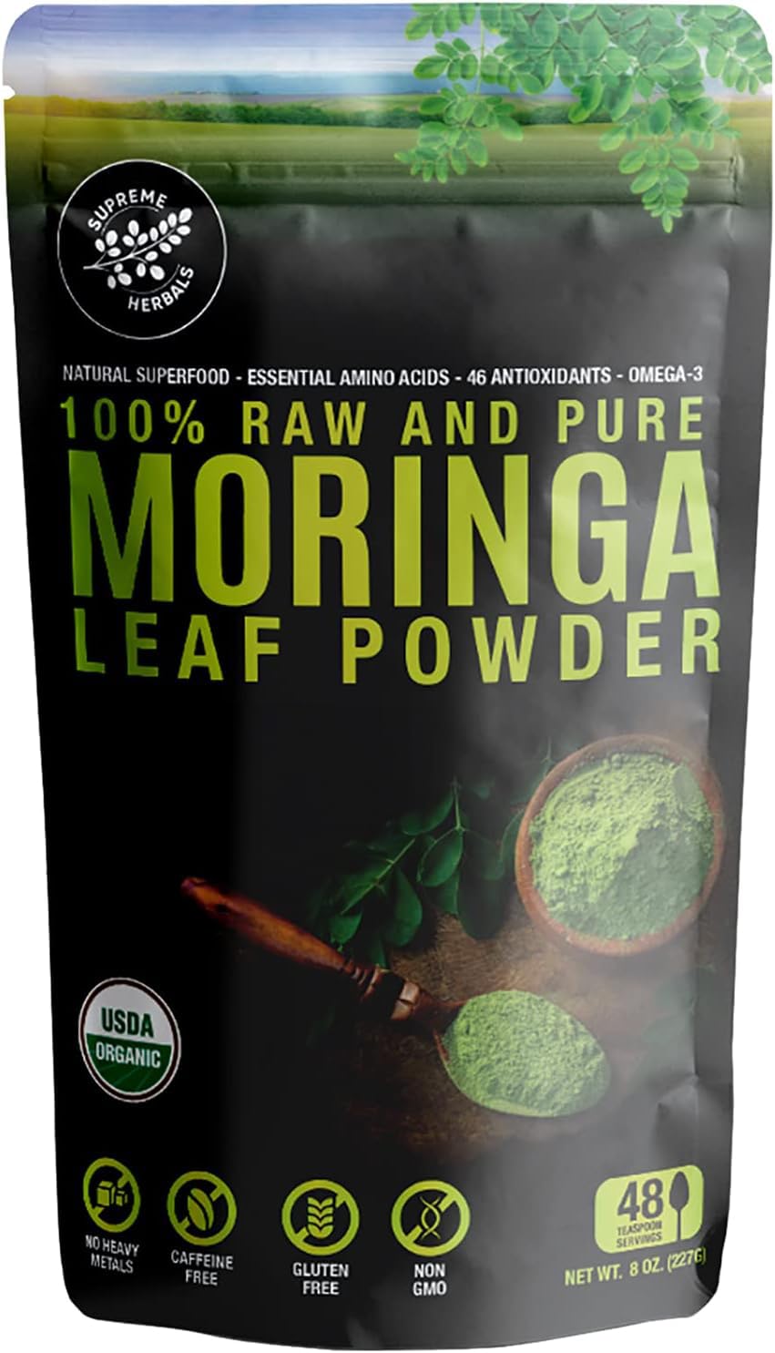 SUPREME HERBALS Moringa Leaf Powder Organic - 8 oz
