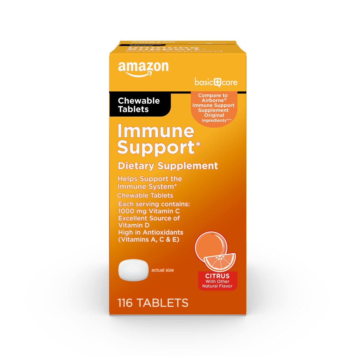 Amazon Basic Care Immune Support Chewable Tablets Citrus - 116 Count