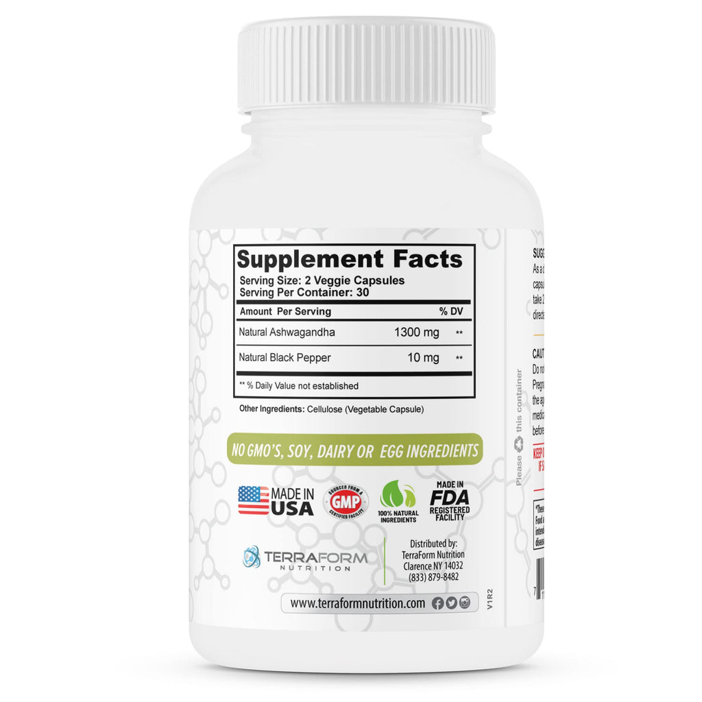 TerraForm Nutrition Ashwagandha Capsules Extra Strength 1300mg - 60 Capsules - image 7