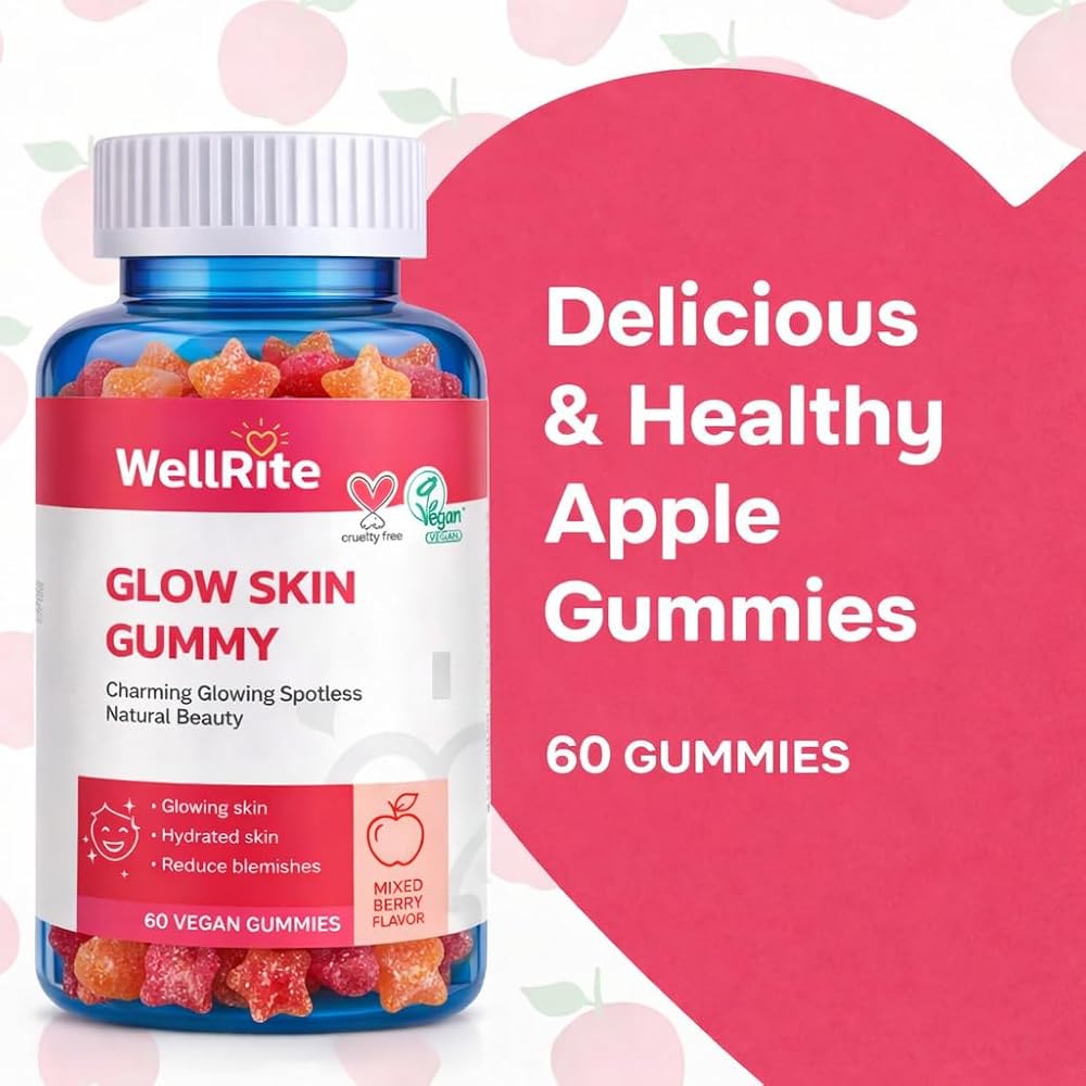 Wellrite Glow Skin Gummy Vitamins Apple Flavored - 60 Gummies - image 4