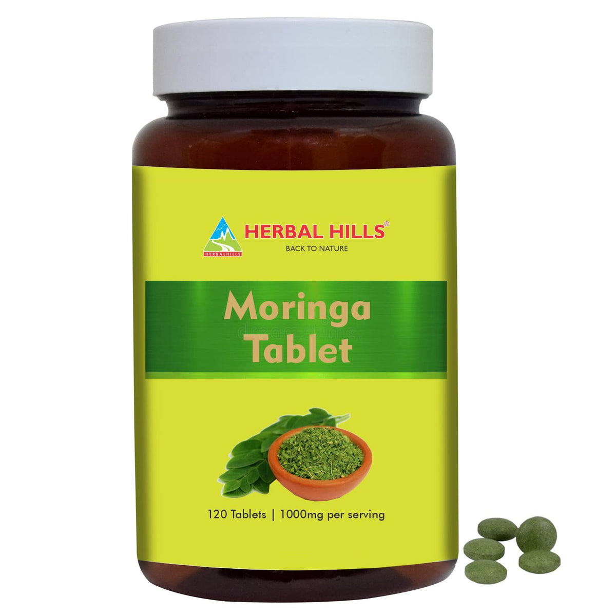 HERBAL HILLS Moringa Tablets 1000 mg - 120 Tablets
