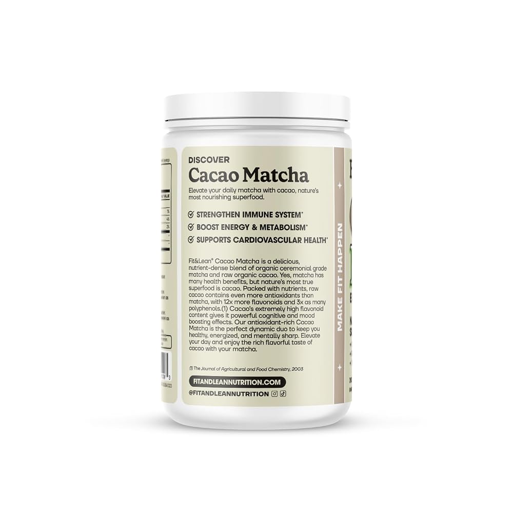 Fit & Lean Cacao Matcha Green Tea Powder - 30 Servings - image 3
