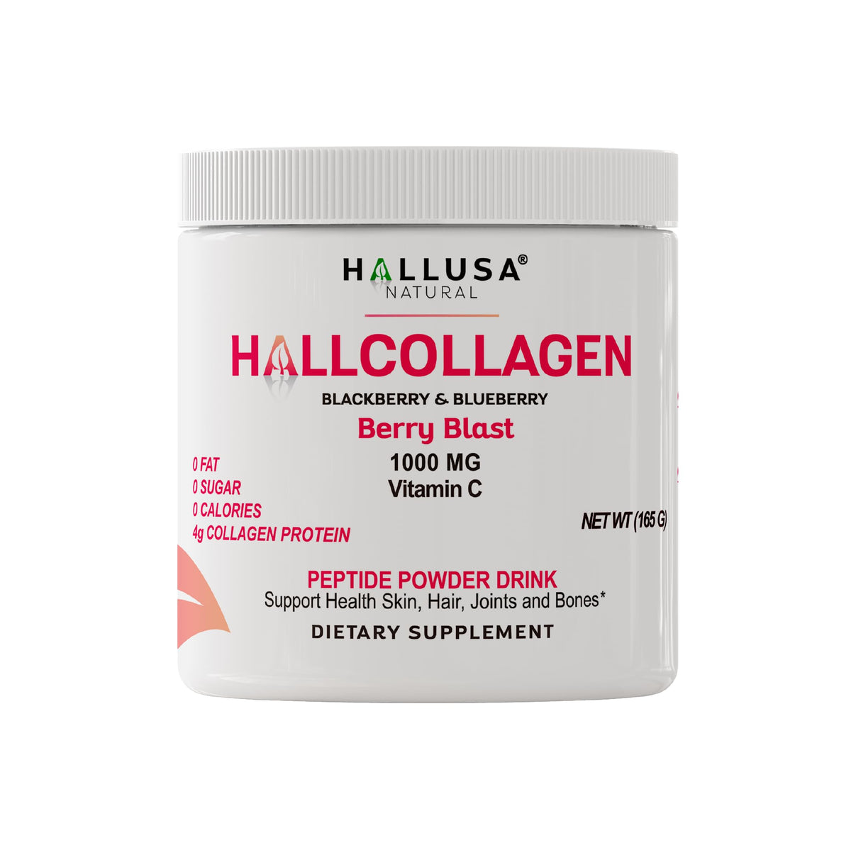 Hallusa Natural Hydrolyzed Collagen Peptides Type I & III Berry Blast