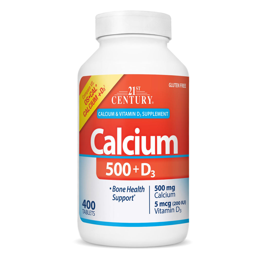 21st Century Calcium 500mg + Vitamin D3 Tablets for Bone Health - 400 Count