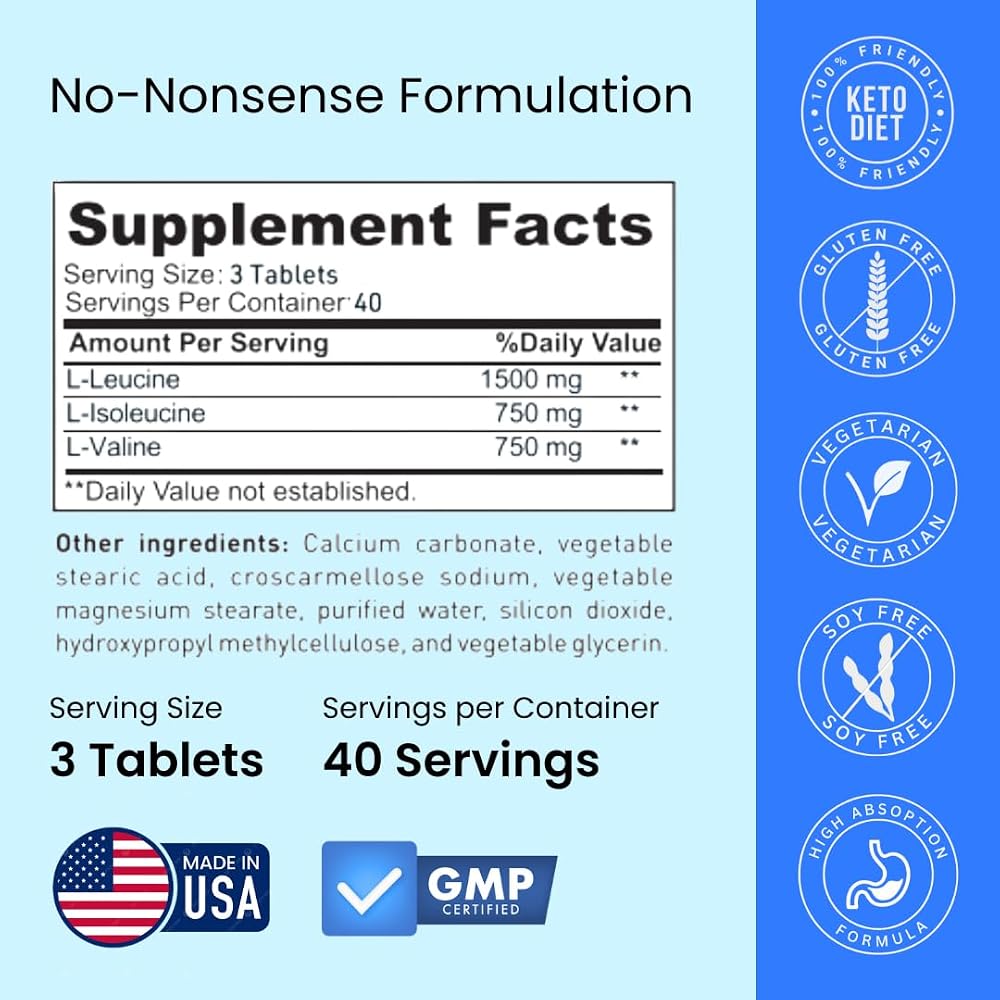 Crazy Muscle BCAA 3000mg 2:1:1 Branched-Chain Amino Acids - 120 Tablets - image 3