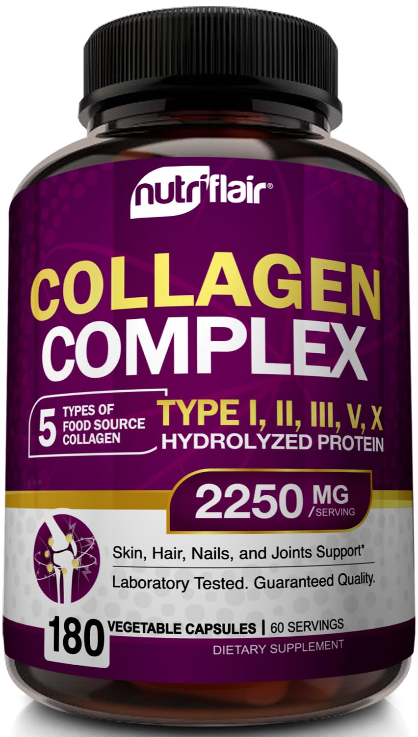 NutriFlair Multi Collagen Peptides 2250mg - 180 Capsules
