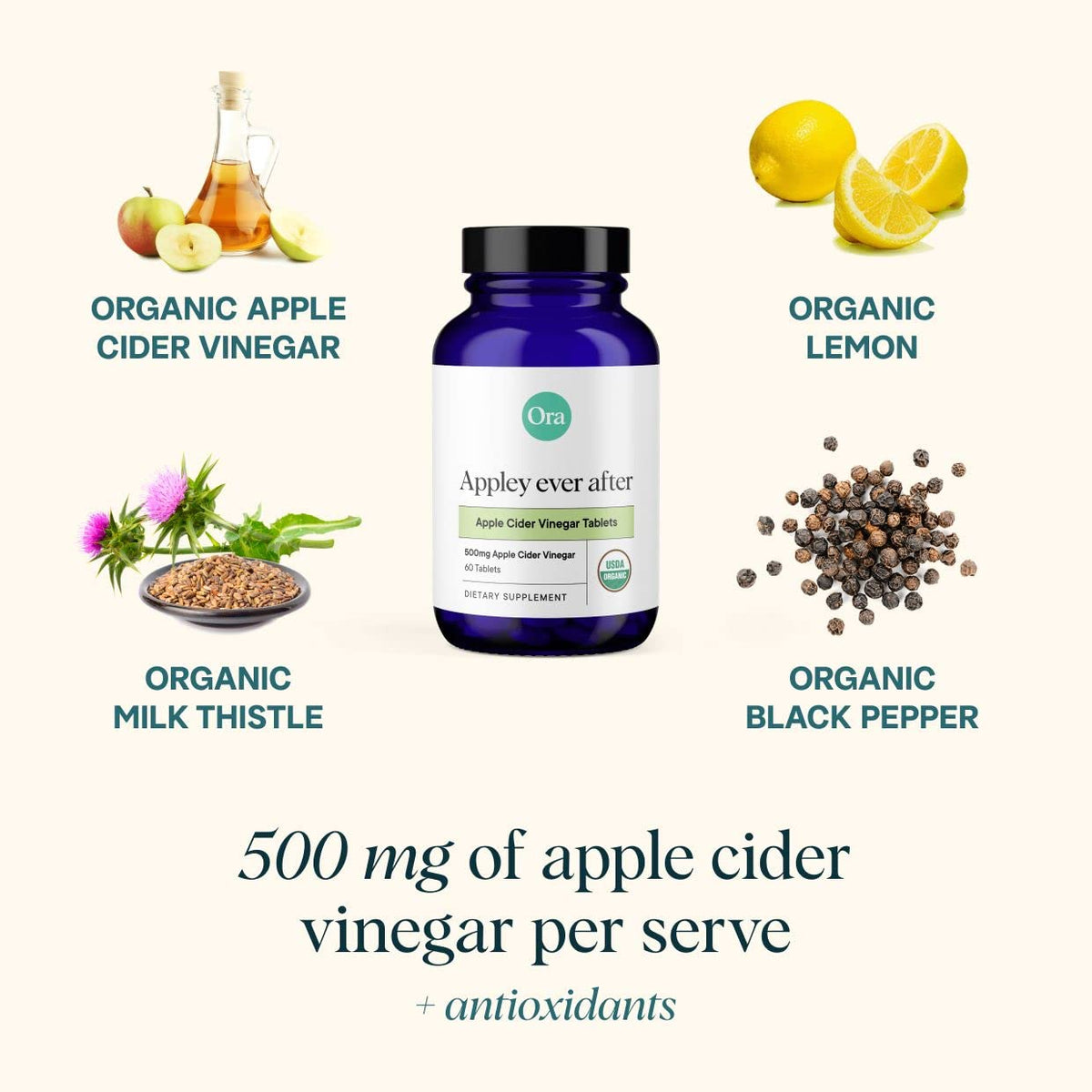 Ora Organic Apple Cider Vinegar Tablets - 60 Vegan Tablets - image 2