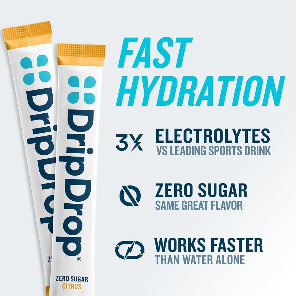 DripDrop Hydration - Zero Sugar Electrolyte Powder Packets Keto