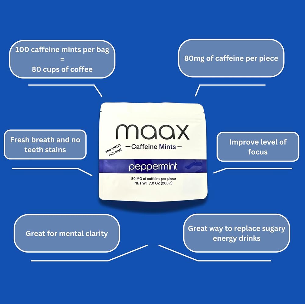 Maax Caffeine Energy Mints Peppermint - 100 Pieces - image 2
