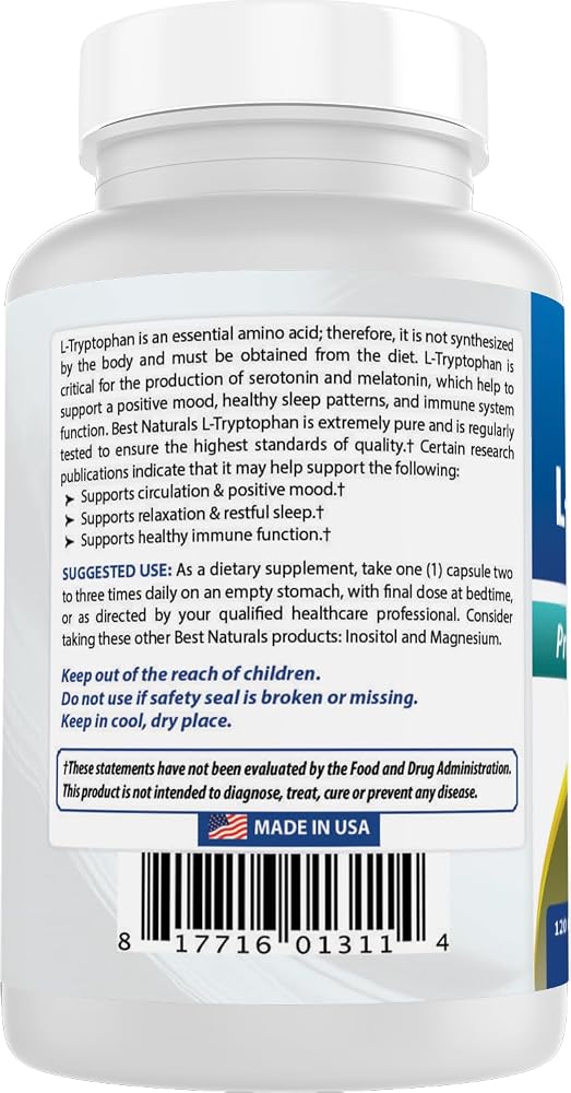 Best Naturals L-Tryptophan 500 mg - 360 Capsules - image 7