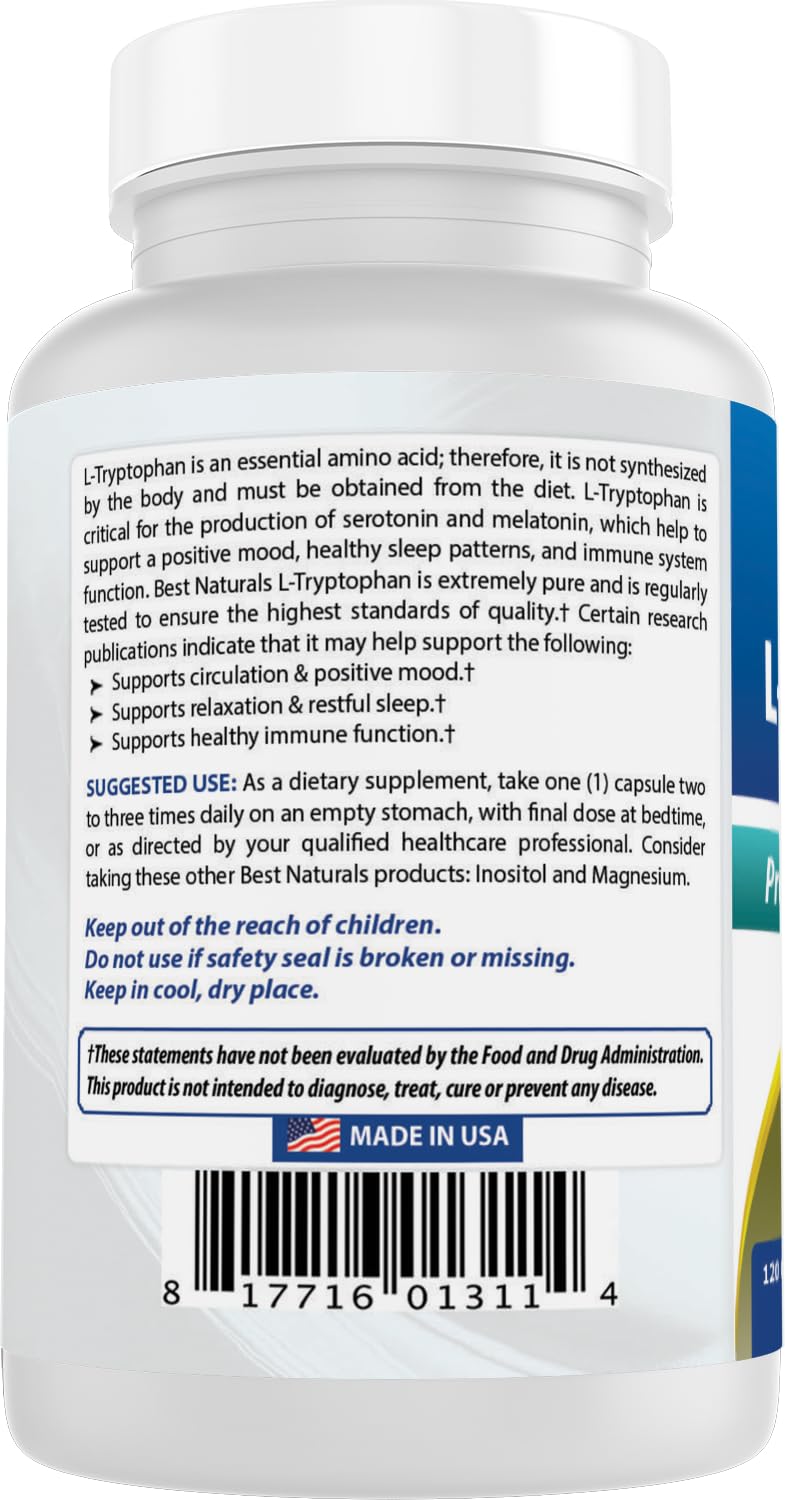 Best Naturals L-Tryptophan 500 mg - 360 Capsules - image 7