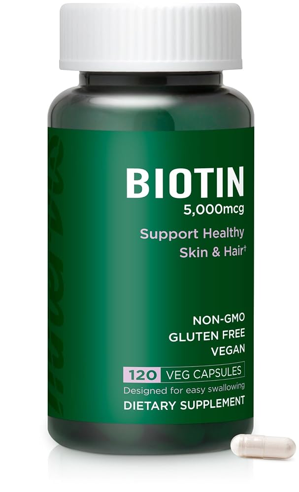 INNERVISNUTRITION Biotin 5000 mcg Vitamin B7 Hair Skin & Nails - 120 Capsules
