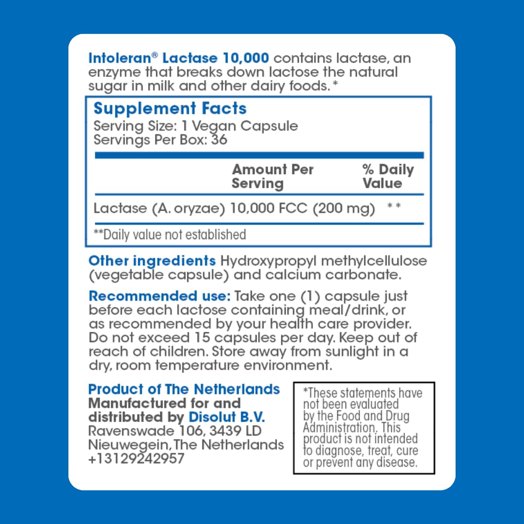 Intoleran Lactase 10,000 Digestive Enzymes - 36 Capsules - image 9