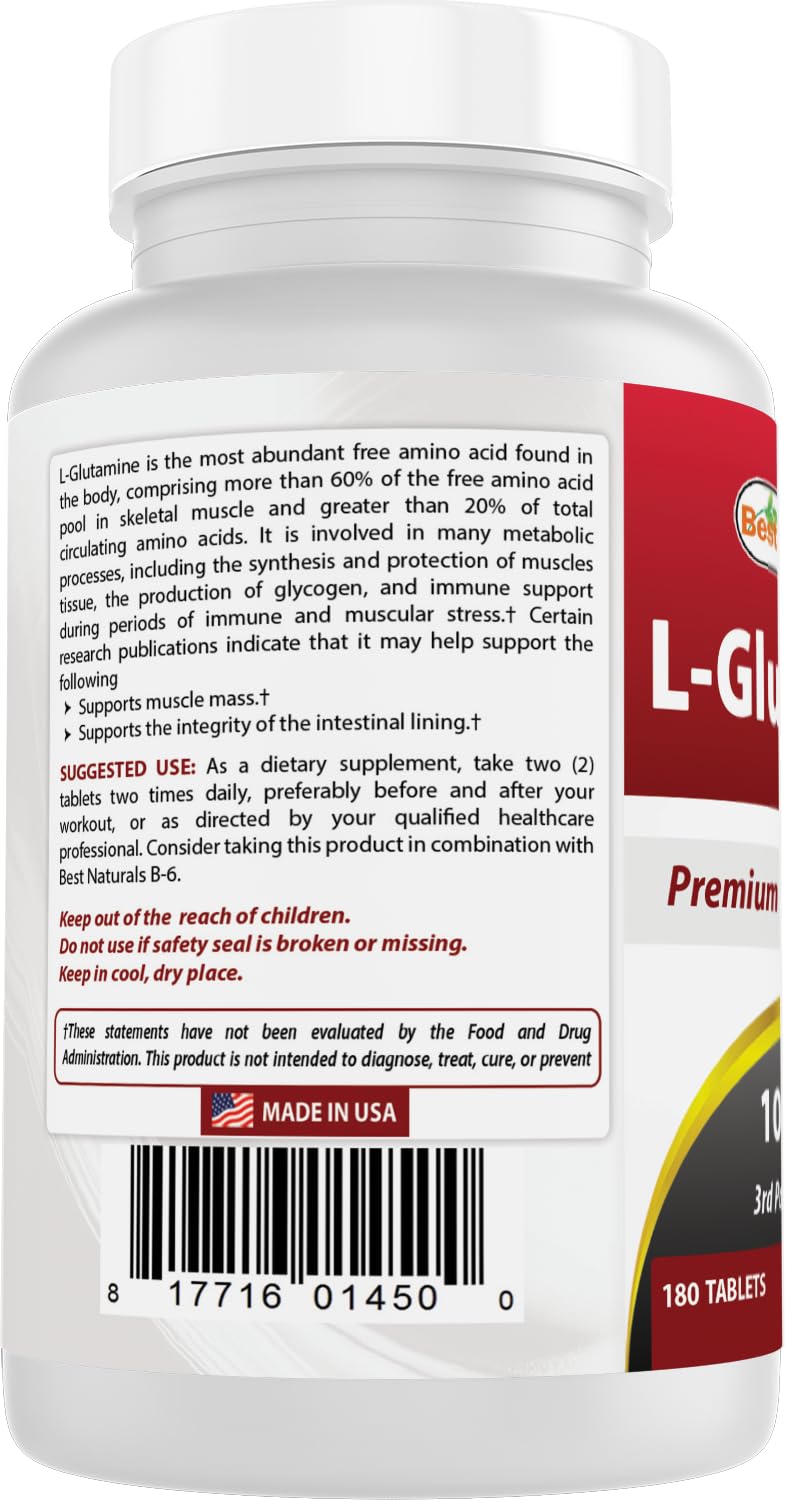 Best Naturals L-Glutamine 1000 mg 180 Tablets