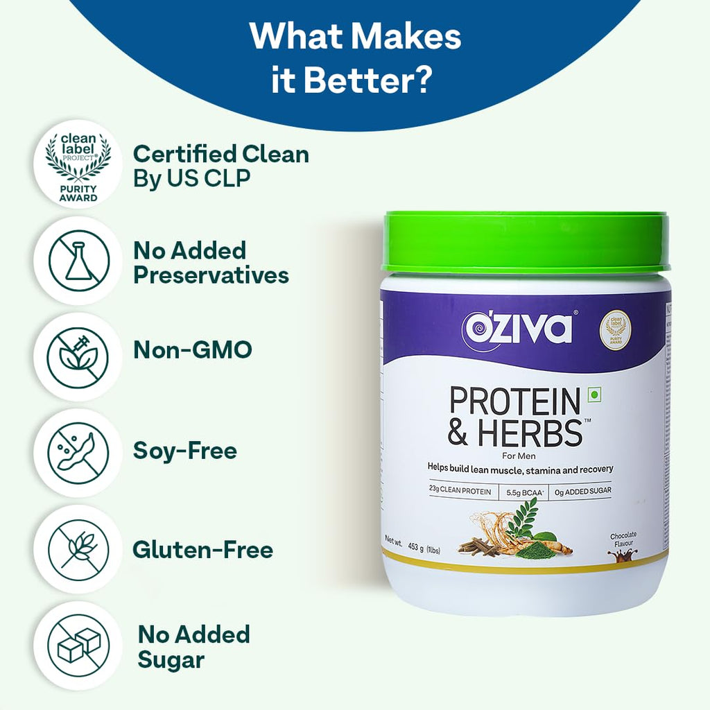 OZiva Protein & Herbs Men with Multivitamins for Stamina - 1.1 lbs - image 6
