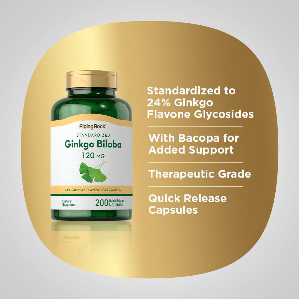 Piping Rock Ginkgo Biloba 120mg - 200 Capsules - image 4
