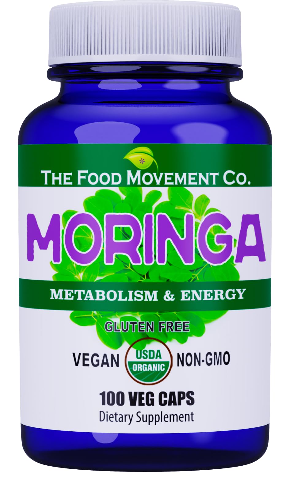 THE FOOD MOVEMENT CO. Moringa Organic Superfood - 100 Vegan Capsules
