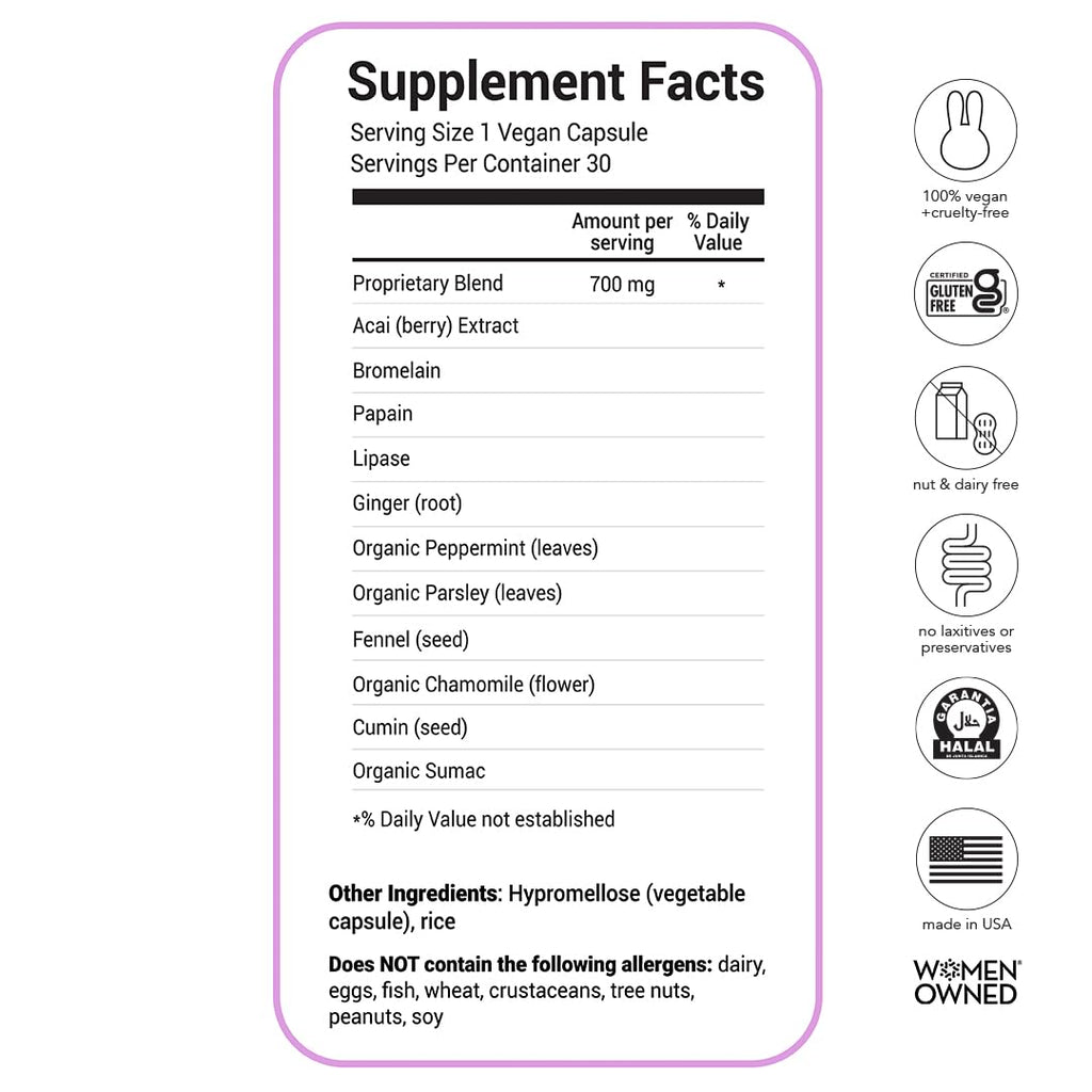 HAIRtamin BLOATamin Digestive Enzyme Supplement - 30 Capsules - image 5