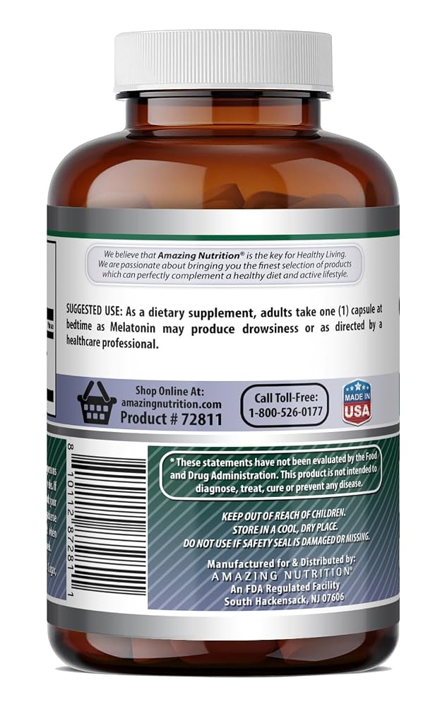 Amazing Nutrition Melatonin 5 mg Sleep Supplement - 240 Capsules - image 5