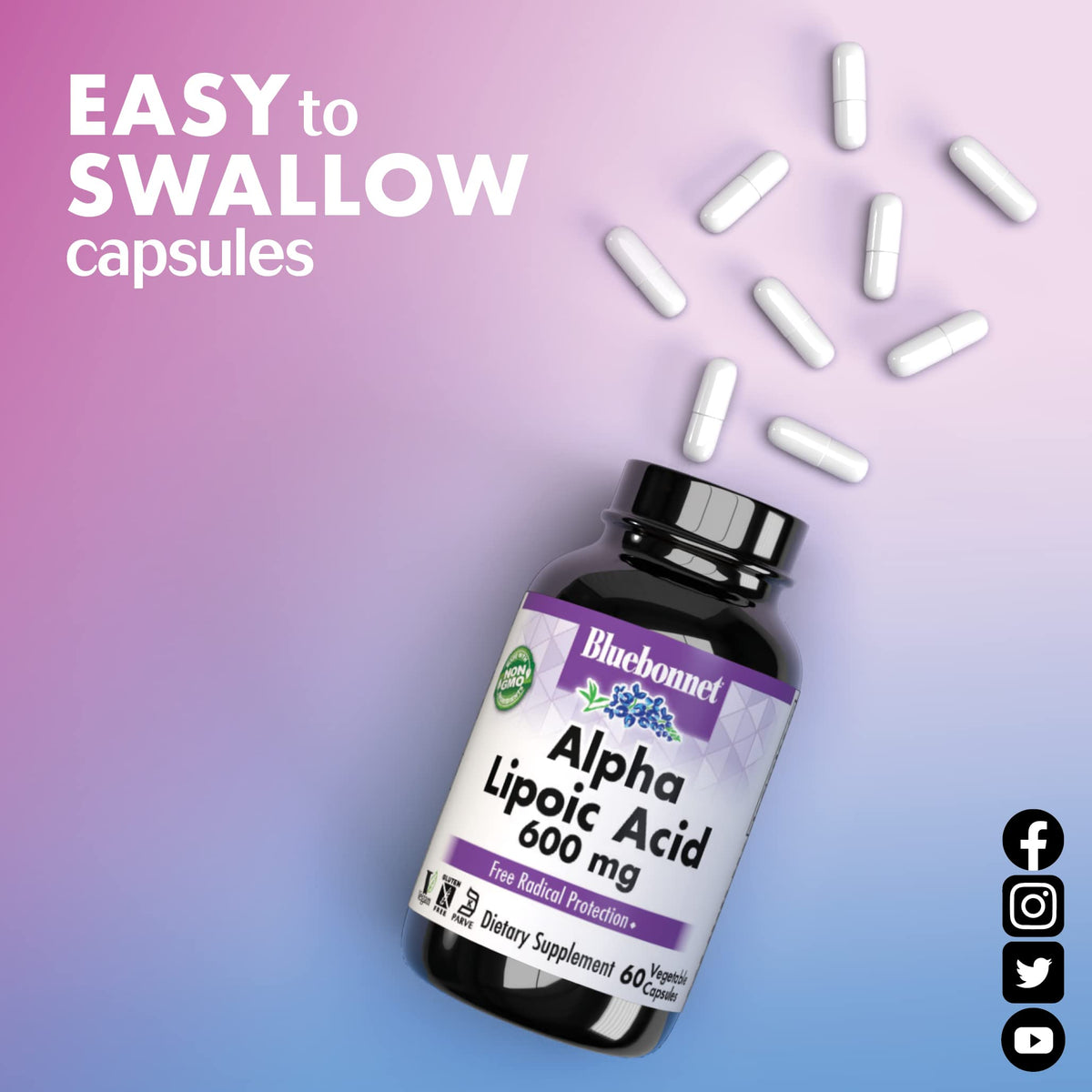BlueBonnet Alpha Lipoic Acid 600mg Nerve Support - 30 Vegetable Capsules - image 6