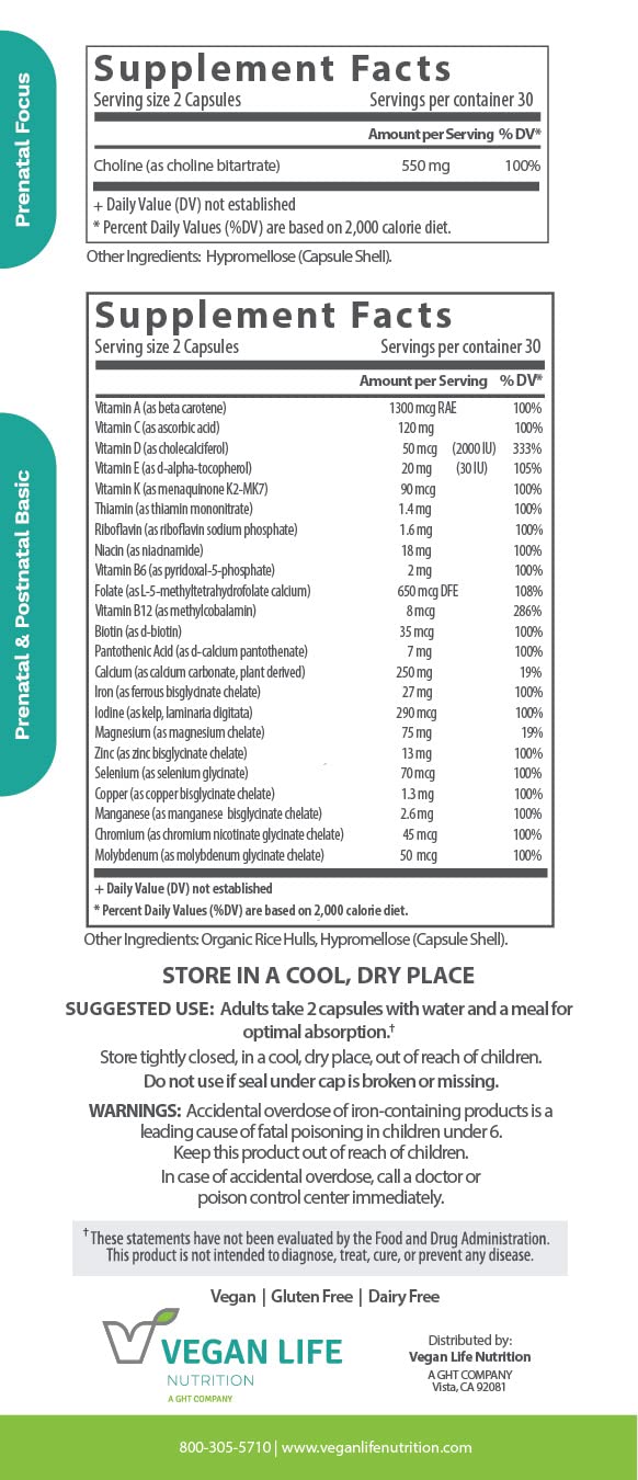 Vegan Life Nutrition Prenatal Vitamins - 60 Capsules - image 3