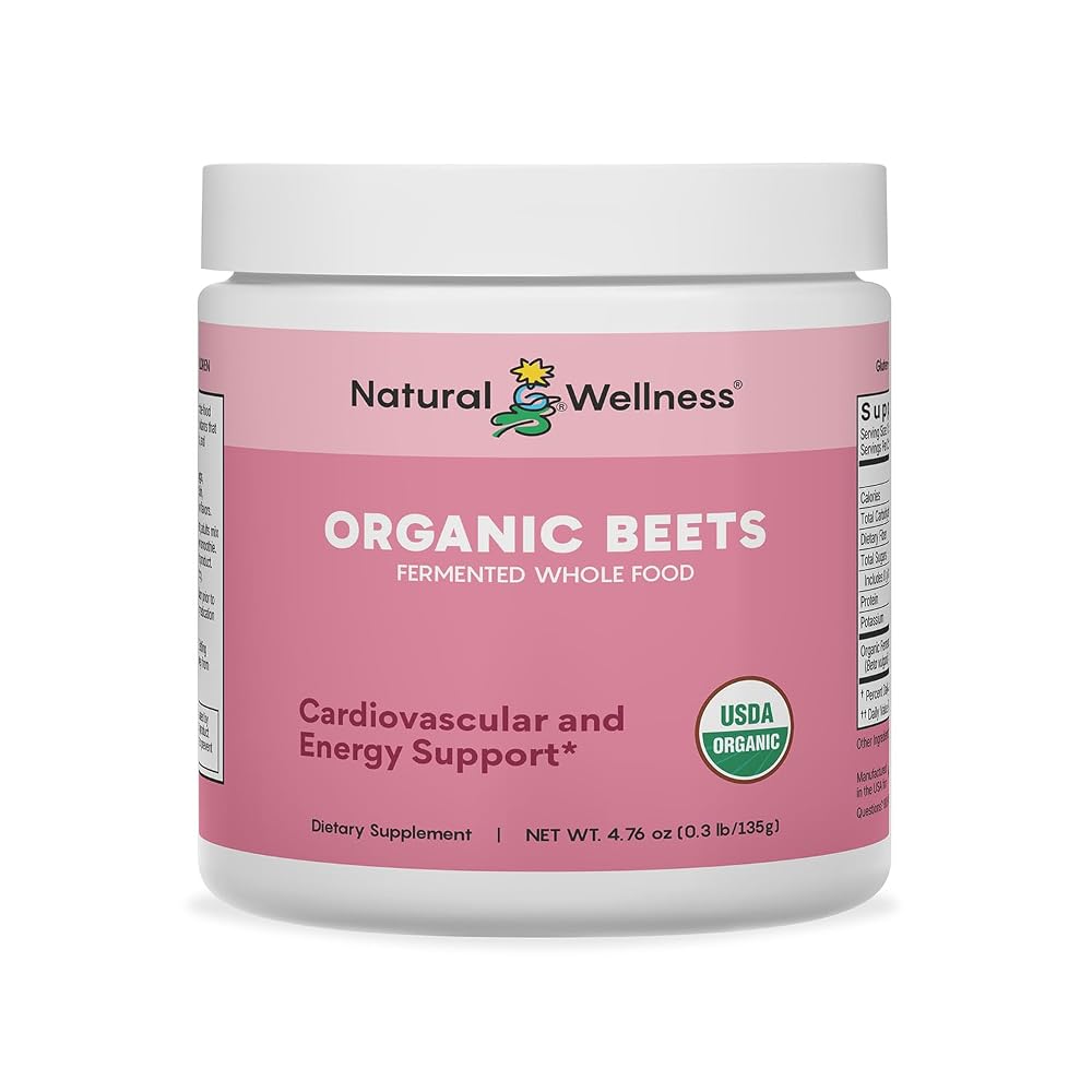 Natural Wellness Fermented Organic Beets Powder for Energy - 30 Servings