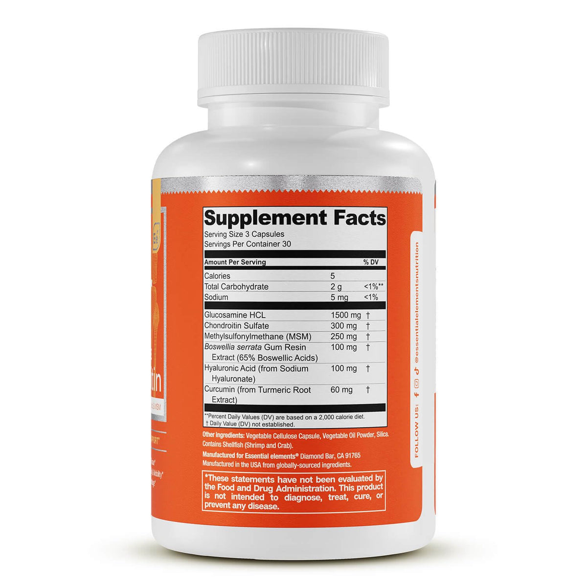Essential Elements Glucosamine Chondroitin MSM Joint Support - 90 Capsules - image 3