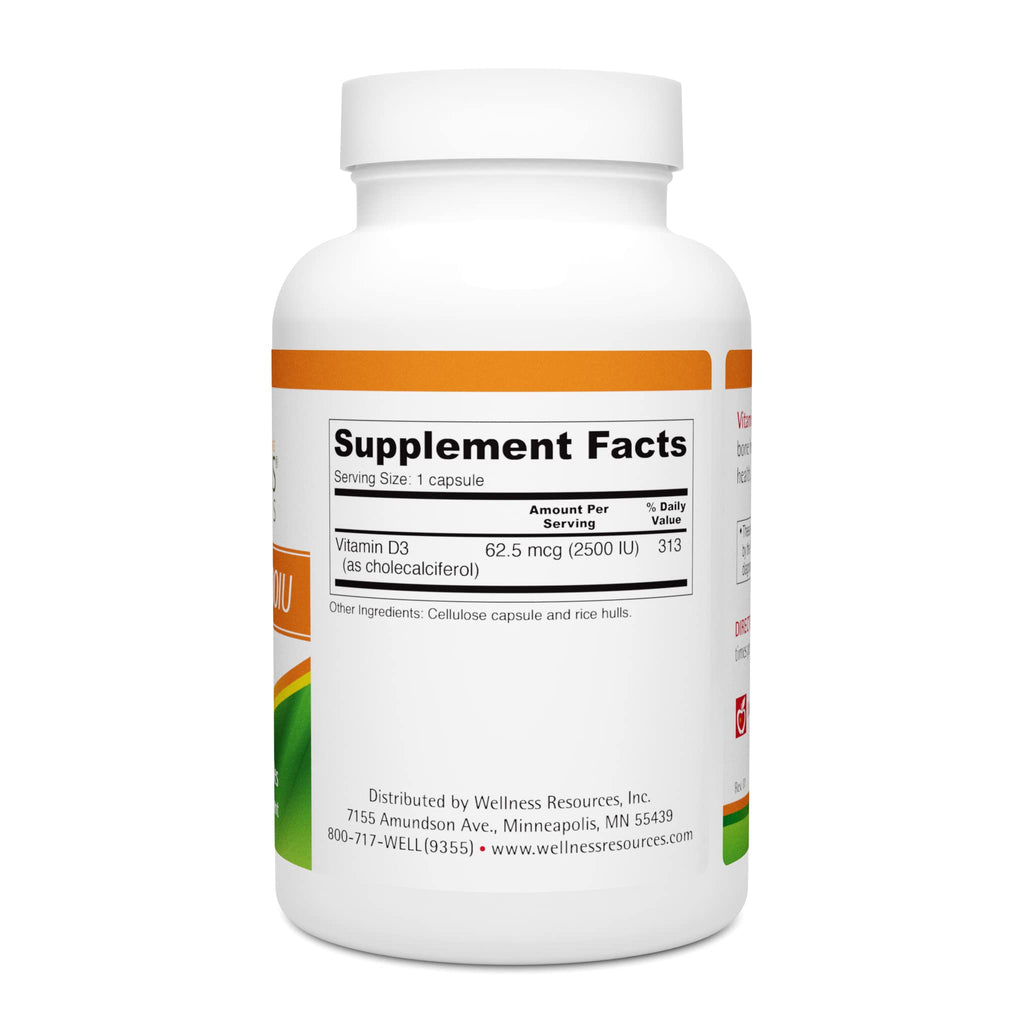 Wellness Resources Vitamin D3 2500 IU - 180 Vegetarian Capsules - image 2