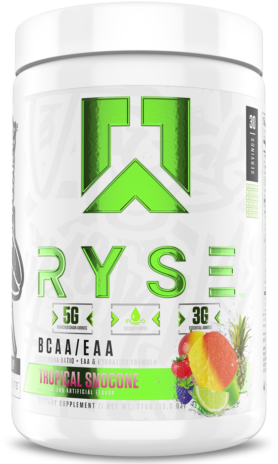 RYSE Up Supplements BCAA EAA Powder Tropical Snocone - 30 Servings