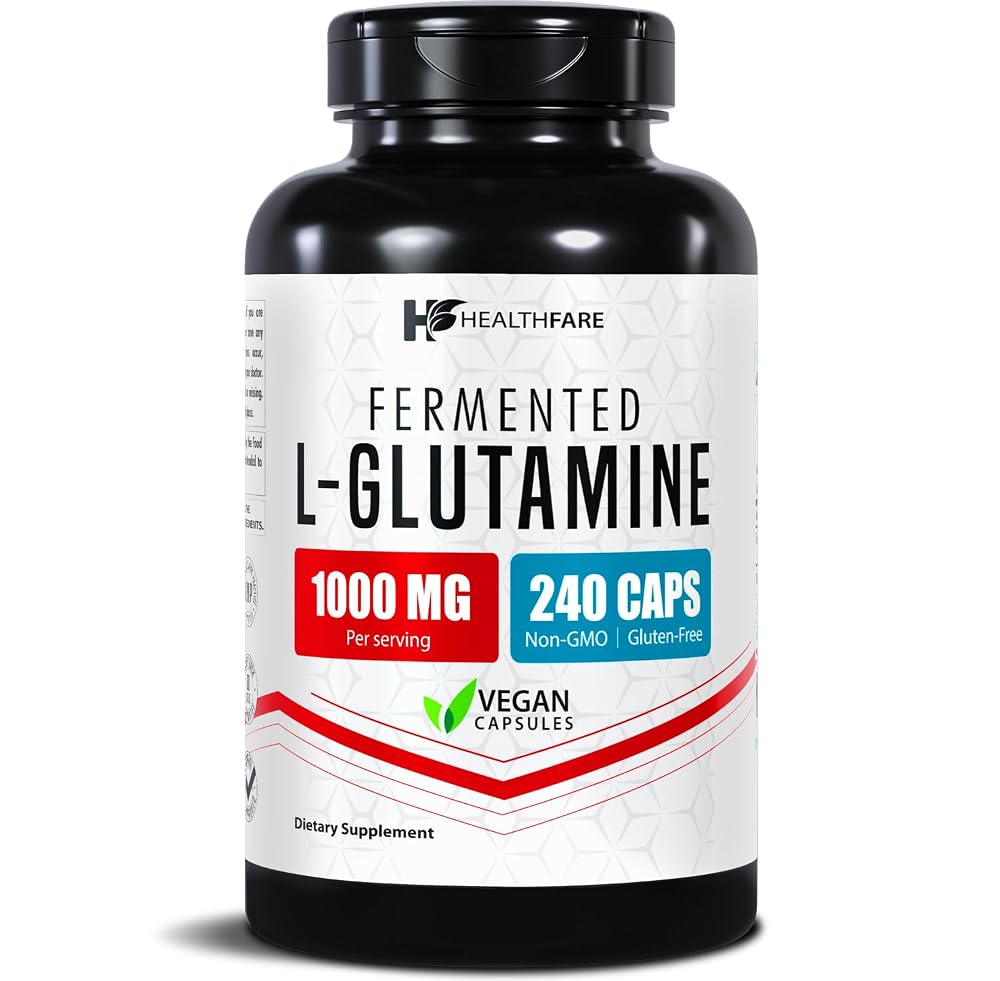 Healthfare L-Glutamine 1000mg Amino Acid - 240 Vegan Capsules