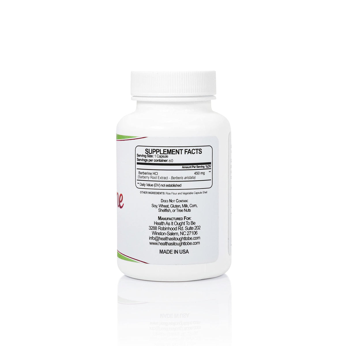 Health As It Ought To Be Berberine 450mg Metabolic Support - 60 Capsules - image 2