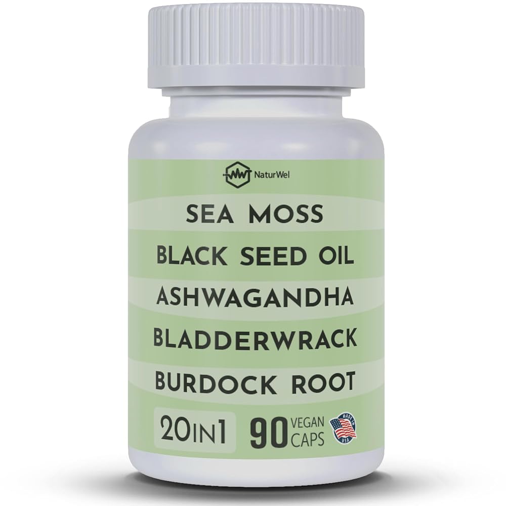 NaturWel Black Seed Oil Sea Moss Ashwagandha Turmeric - 90 Capsules
