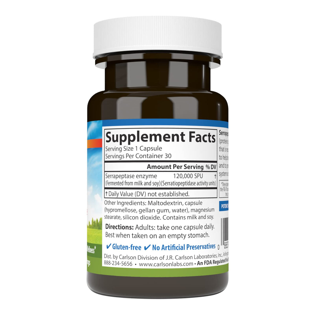 Carlson Serrapeptase 120000 SPUs Delayed Release - 30 Capsules - image 2
