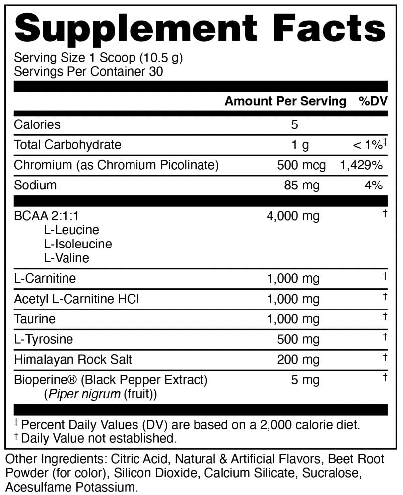 Bucked Up Racked Blood Raz BCAA 2-1-1 Intra Workout Powder - 30 Servings - image 2