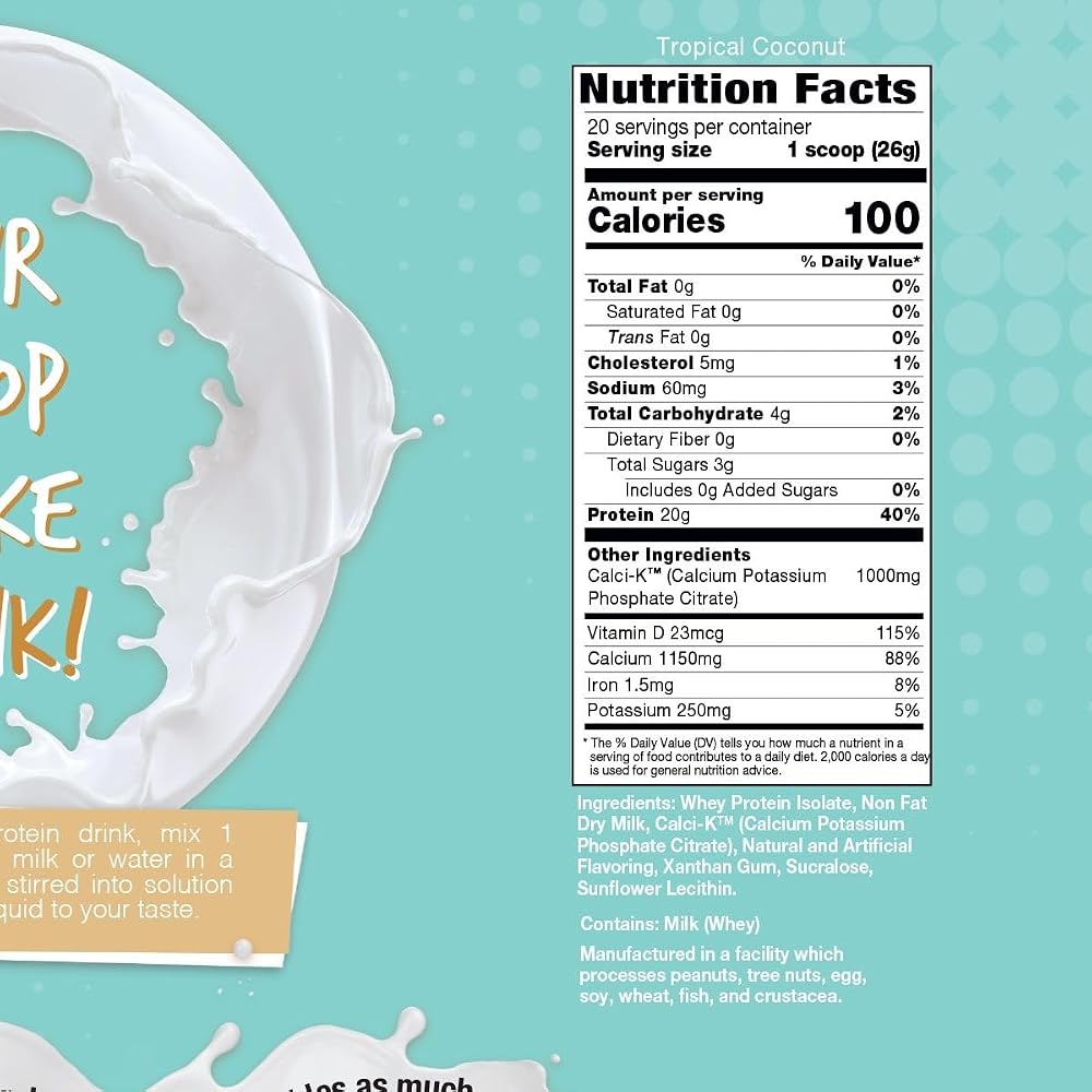 Bariatric Eating Inspire Tropical Coconut Whey Protein Isolate - 18.4 oz - image 2