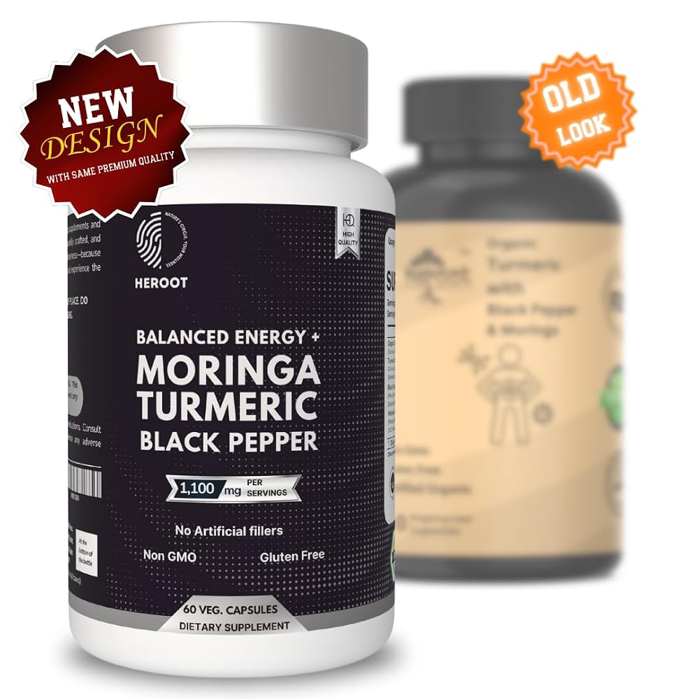 Heroot Organic Turmeric with Black Pepper & Moringa 1000 mg - 60 Capsules - image 8