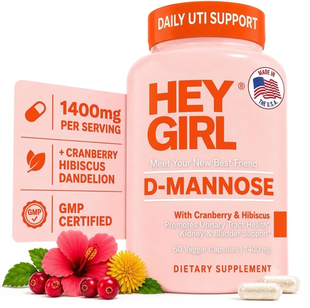 Hey Girl Tea D-Mannose 1000mg with Cranberry - 60 Vegan Capsules