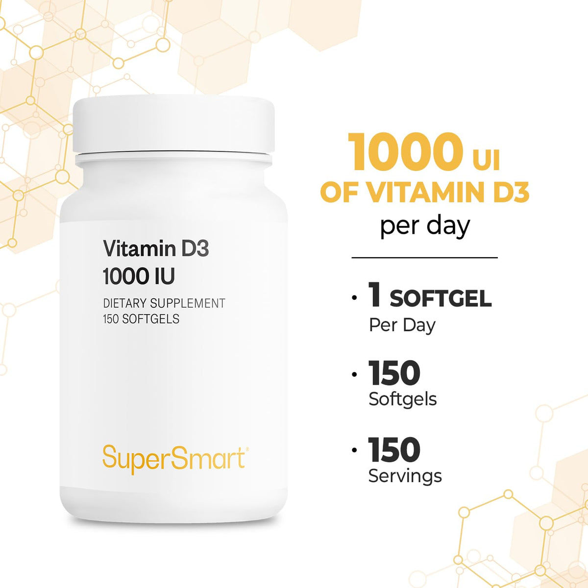 Supersmart Vitamin D3 1000 IU - 150 Softgels - image 5