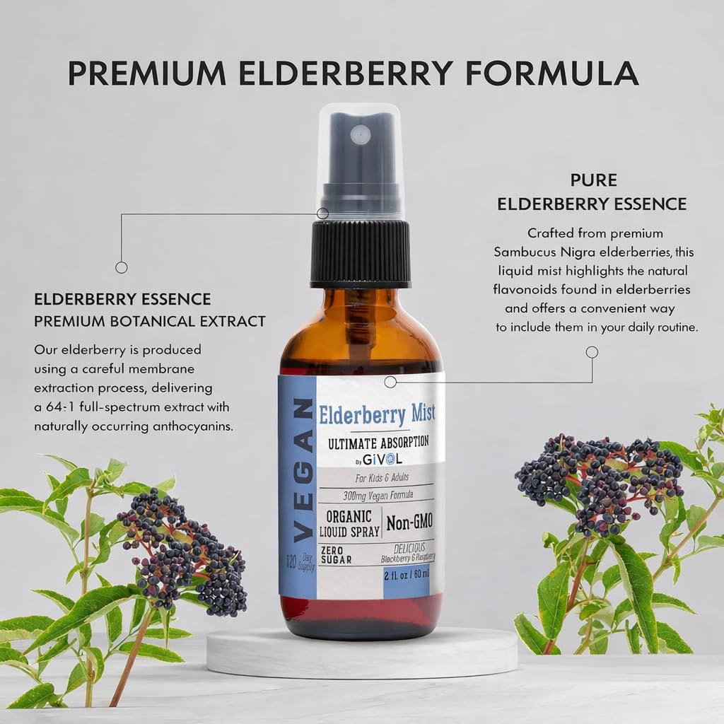 GIVOL Elderberry Mist Liquid Spray, Sugar-Free - 2 FL oz - image 2