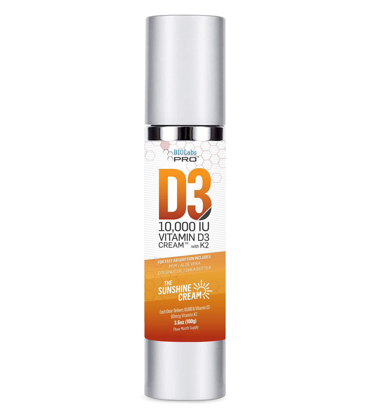 BIOLABS PRO Vitamin D3 10000IU Cream with Vitamin K2 - 3.6 oz