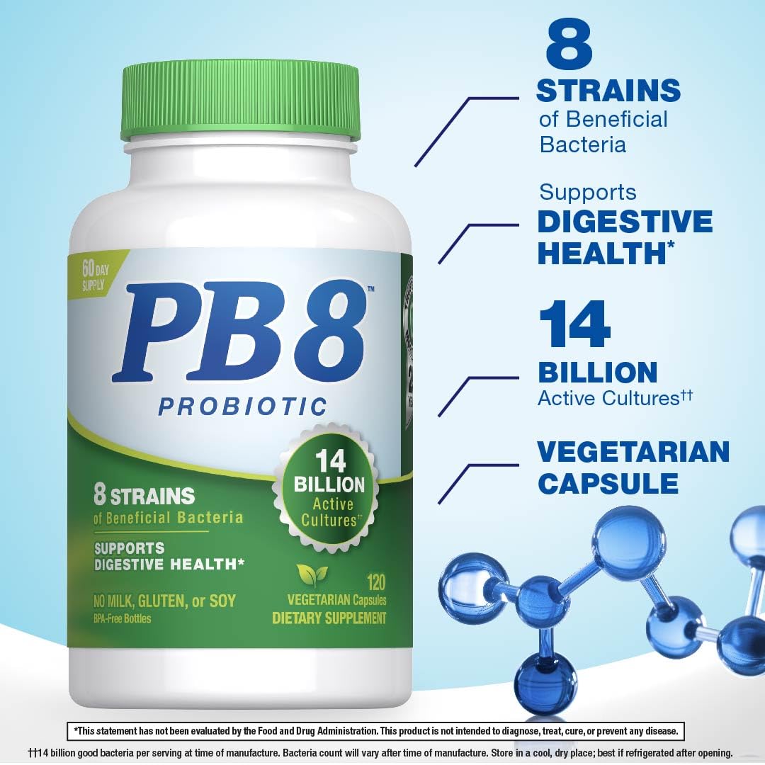 PB8 Probiotic 14 Billion CFU Digestive Support - 120 Vegetarian Capsules - image 3