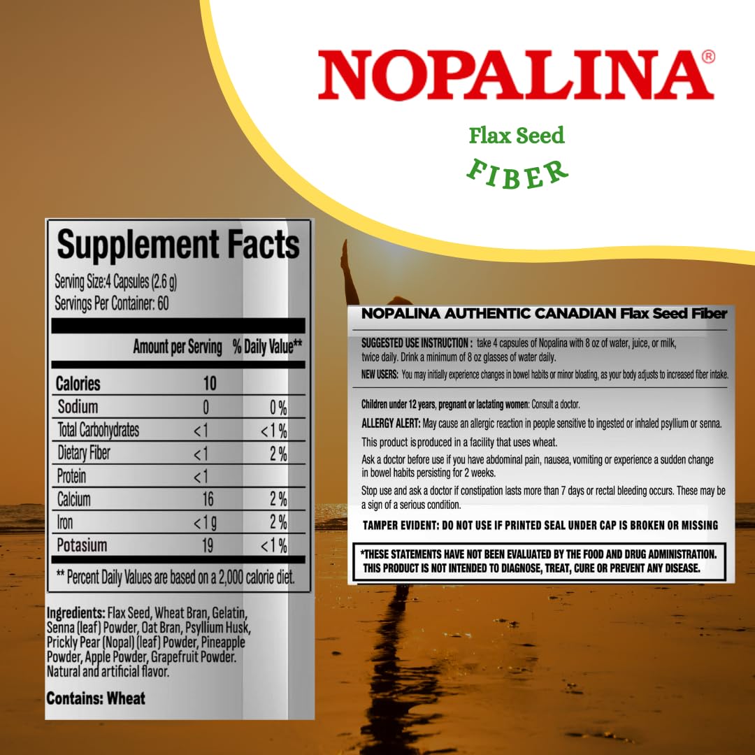 Nopalina Flax Seed Plus Fiber Supplement - 240 Capsules - image 8