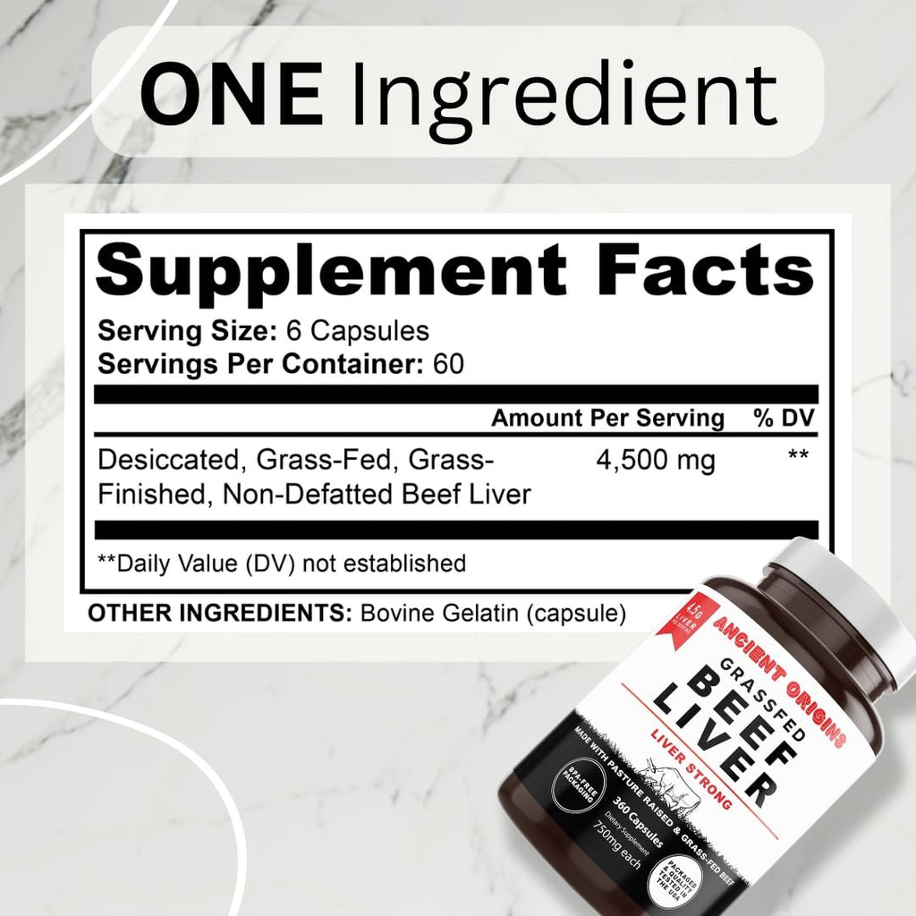 Ancient Origins Grass Fed Beef Liver - 360 Capsules - image 3