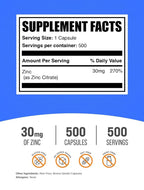 BulkSupplements Zinc Citrate 30mg - 500 Capsules - image 2