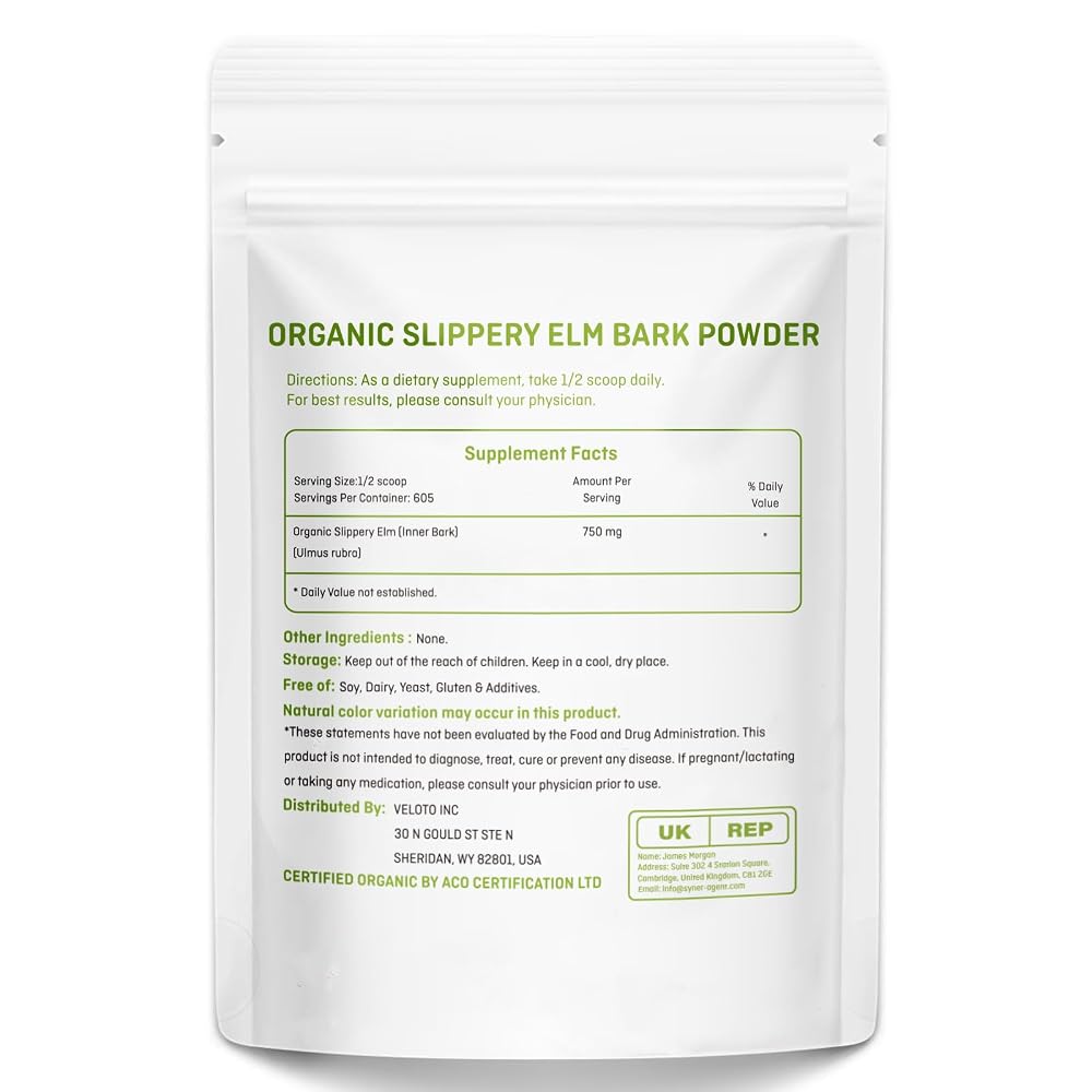 VELOTO Organic Slippery Elm Bark Powder - 1 Pound - image 2