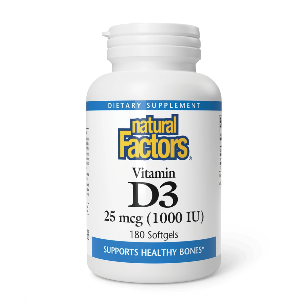 Natural Factors Vitamin D3 1000 IU Bone & Immune Support - 180 Tablets