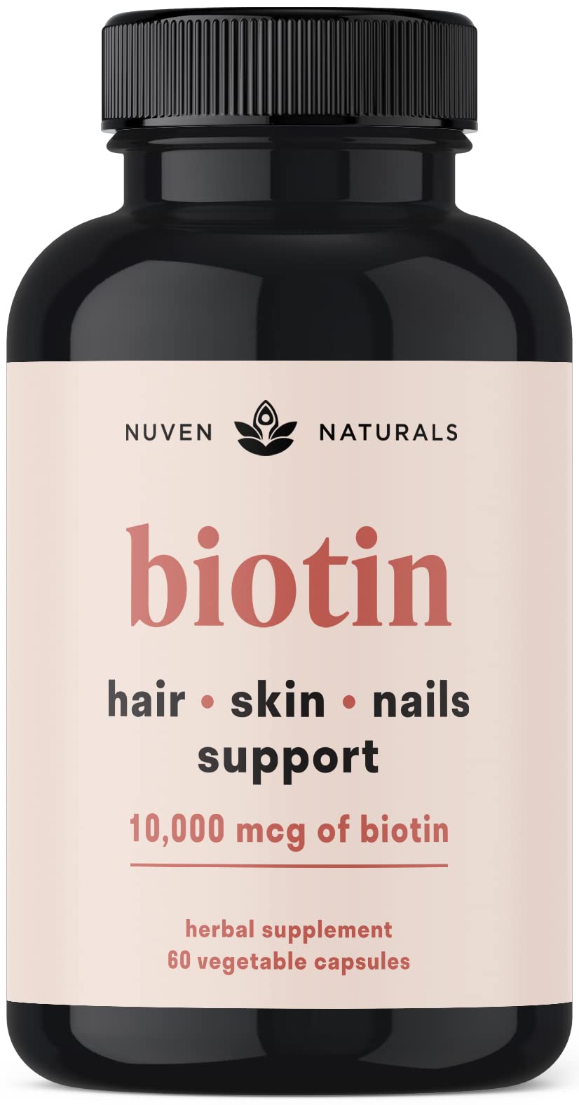 Nuven Naturals Biotin 10000 mcg Hair Vitamins - 60 Capsules