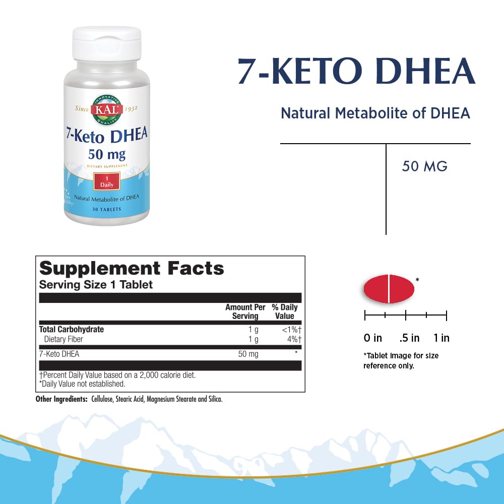 KAL 7-Keto DHEA 50mg Tablets - 30 Count - image 2