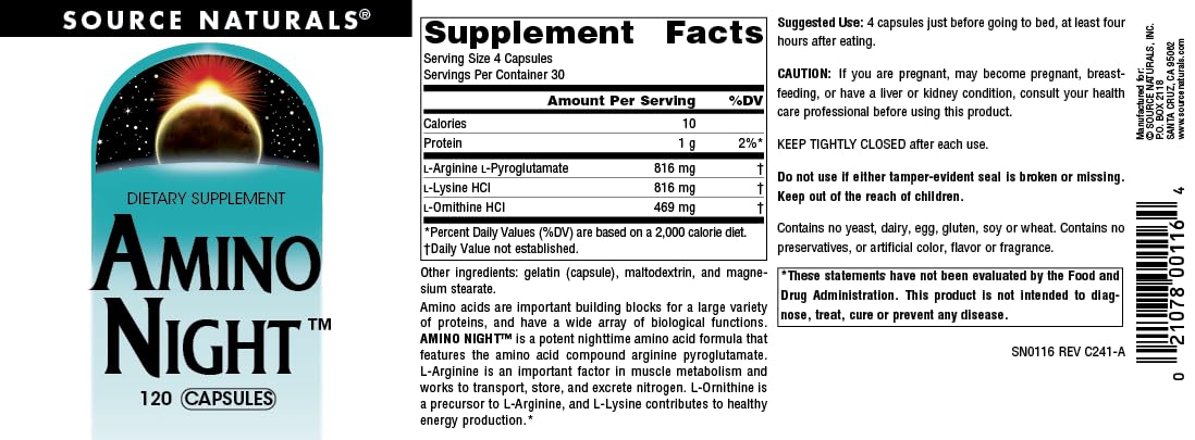 Source Naturals Amino Night Advanced Amino Acid Formula - 120 Capsules - image 5